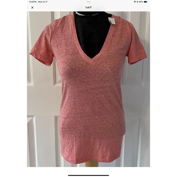 J. Crew Slub Tee Modern Pink Vintage Cotton V-Neck Size XS NWT - Picture 1 of 7